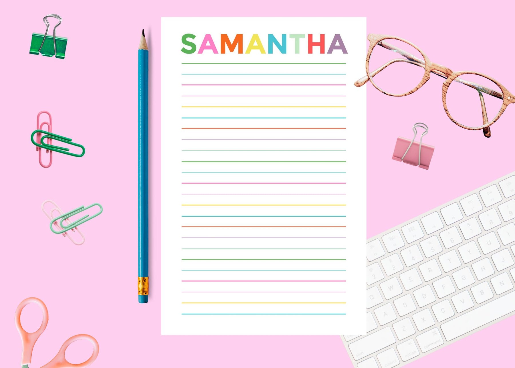 Colorful Personalized Notepad (lined) - Aspen Lane