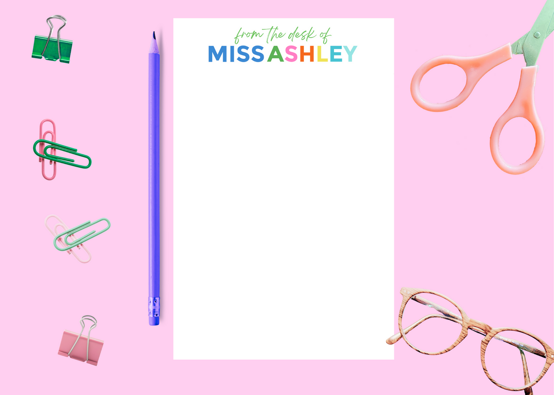 From the Desk of Colorful Personalized Notepad - Aspen Lane