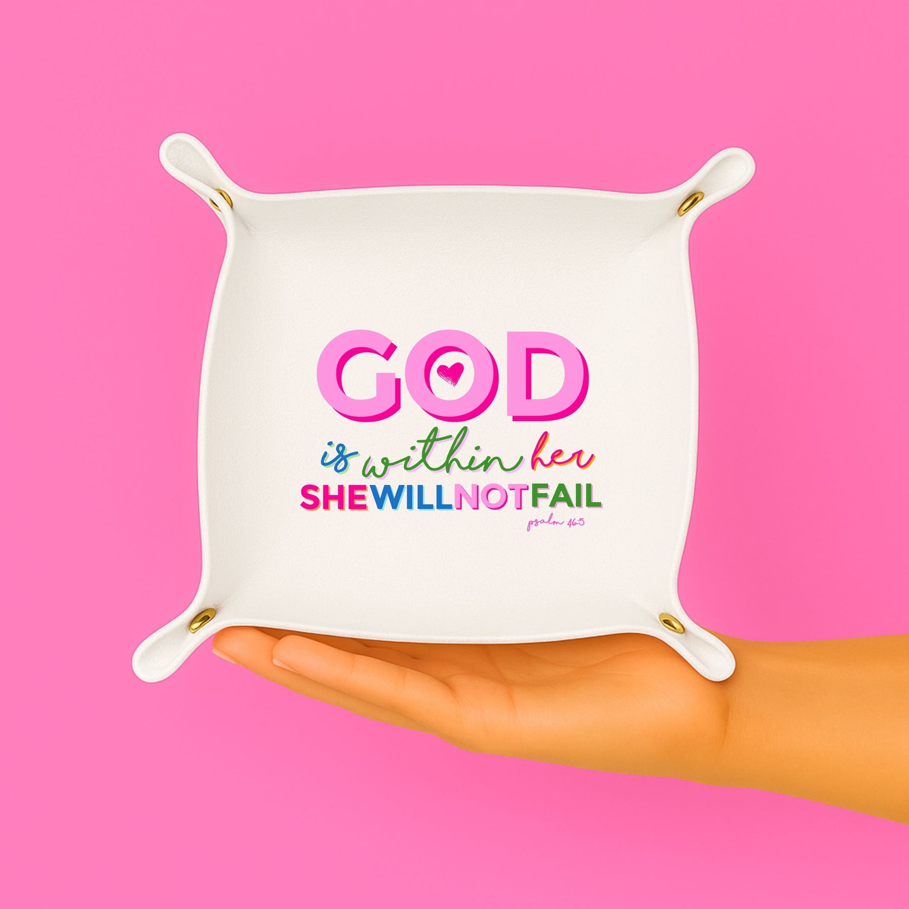 God is Within Her Snap Trinket Tray & Jewelry Dish | Christian Faith gift - Aspen Lane