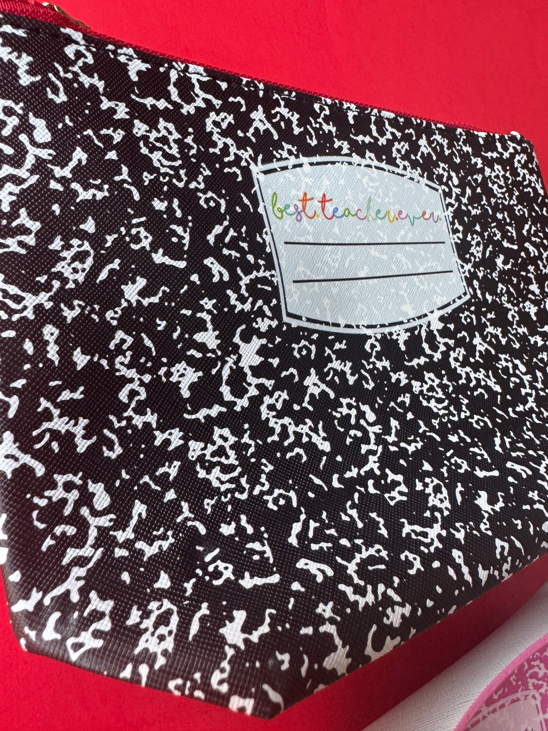 Best Teacher Composition Notepad Leatherette Gift Pouch | Teacher Appreciation