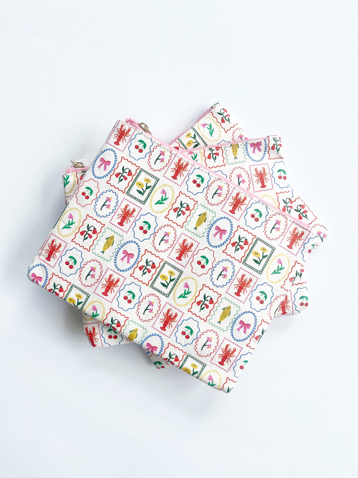 Colorful Stamp Icons Zipper Pouch – Water-Resistant & Sustainably Made - Aspen Lane