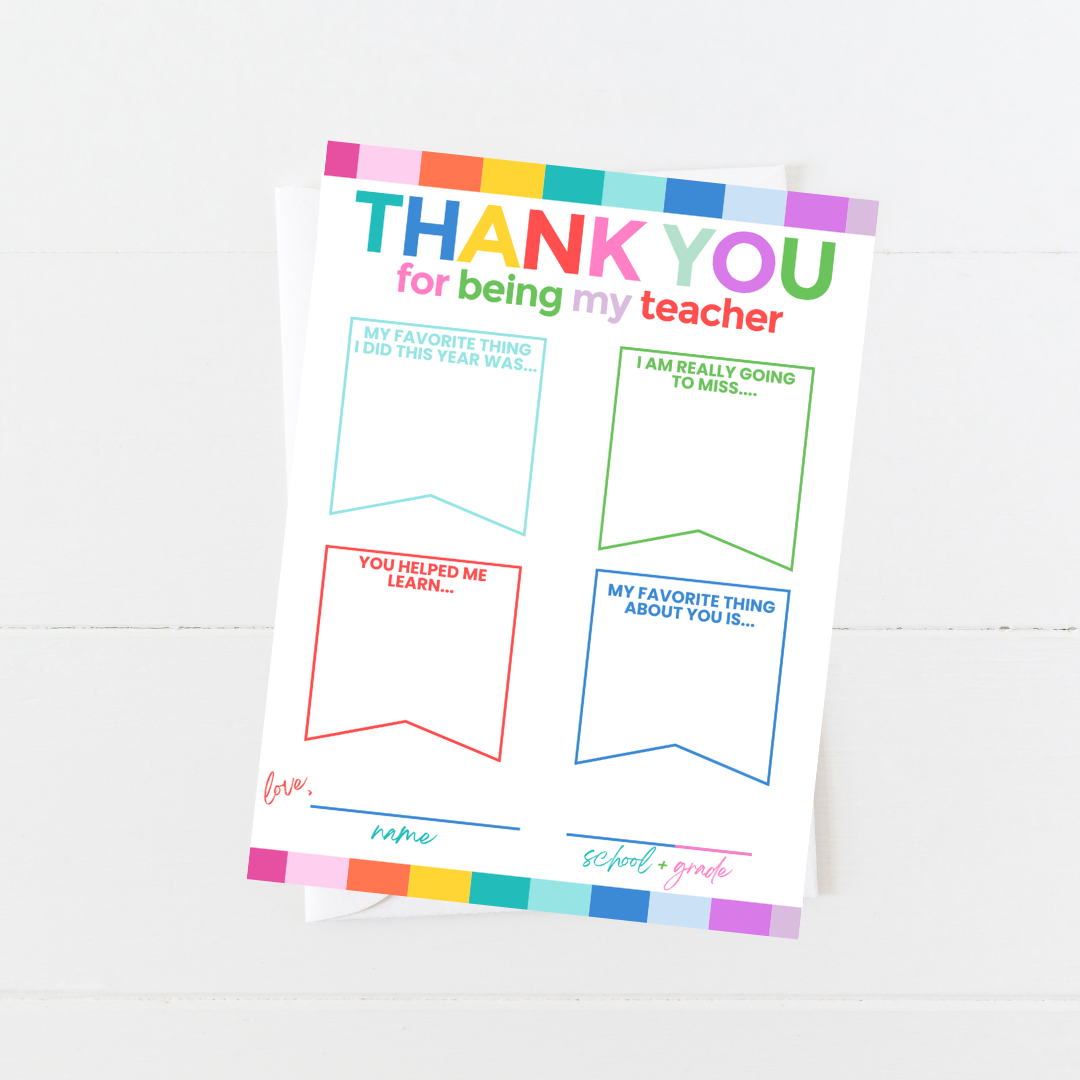 Teacher Fill in Card | Teacher Appreciation