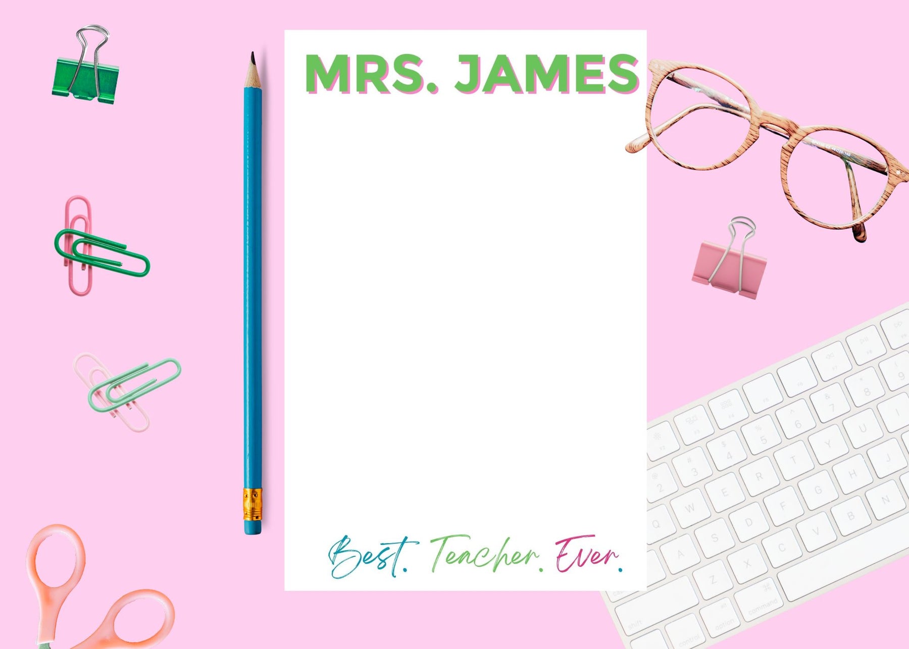 Personalized Teacher Notepad | Shadow Block - Aspen Lane