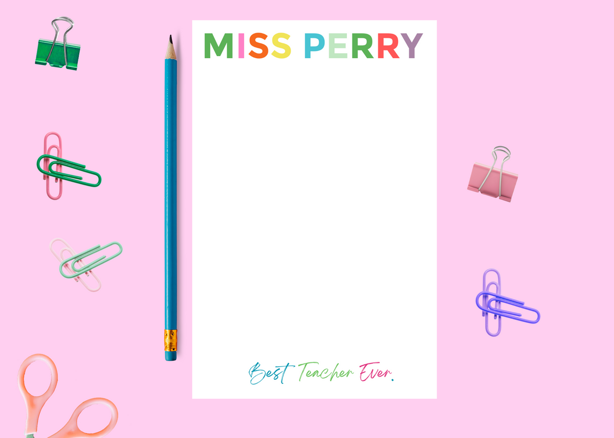 Personalized Teacher Colorful Notepad