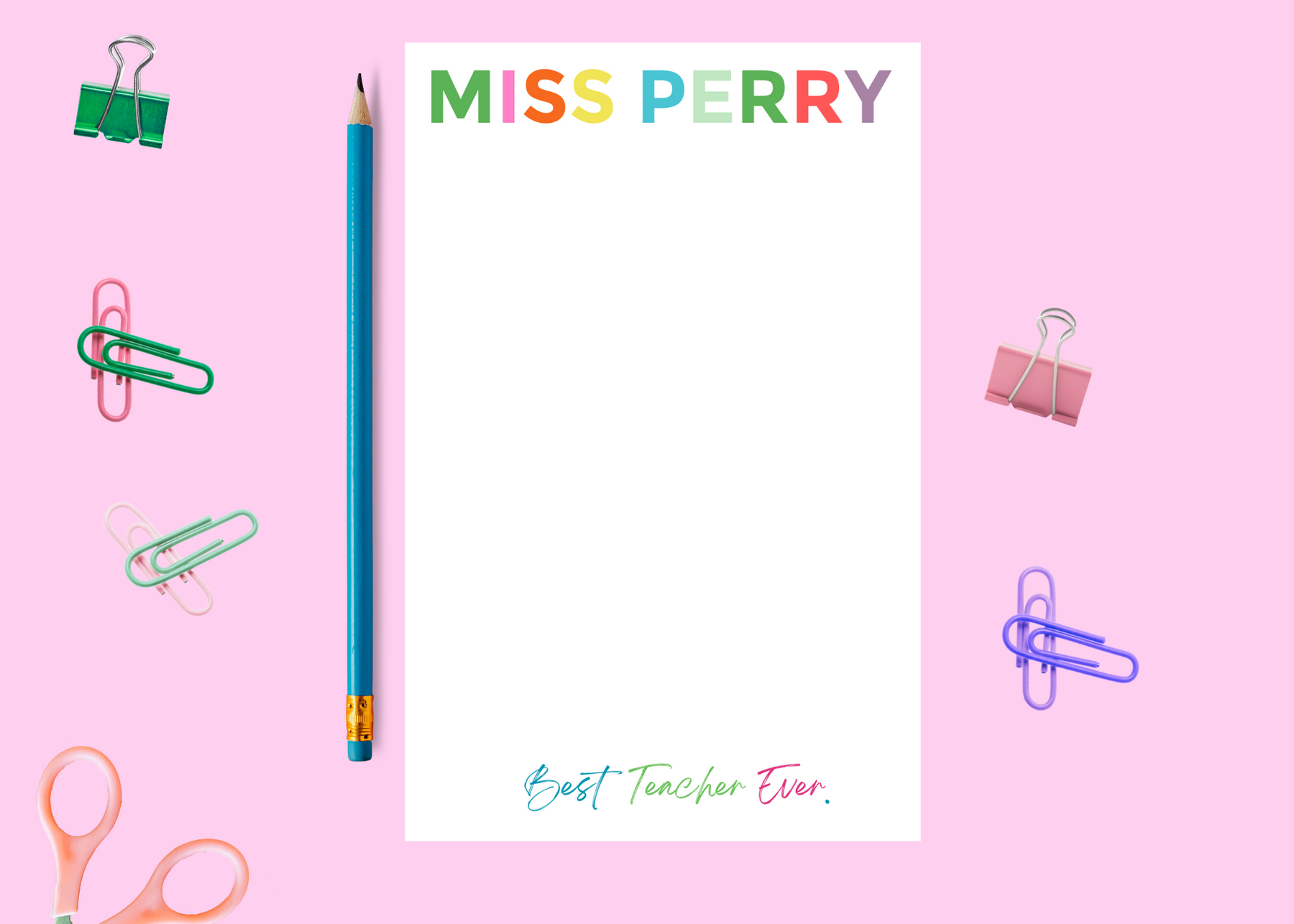 Personalized Teacher Colorful Notepad - Aspen Lane