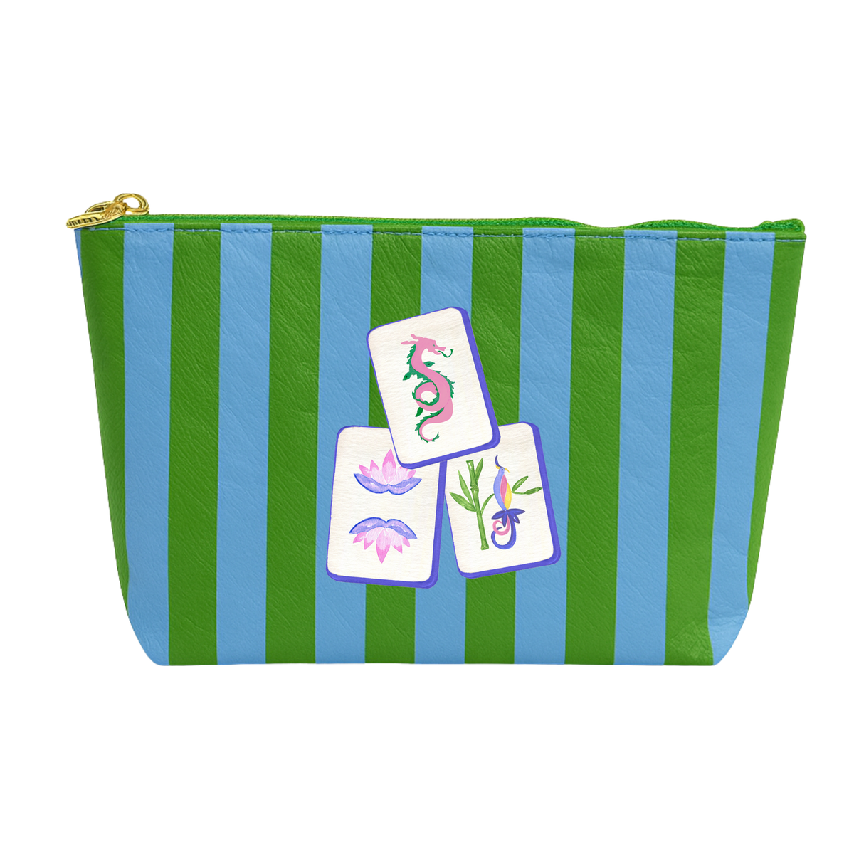 Mahjong Tile preppy tile bag | green & blue stripe