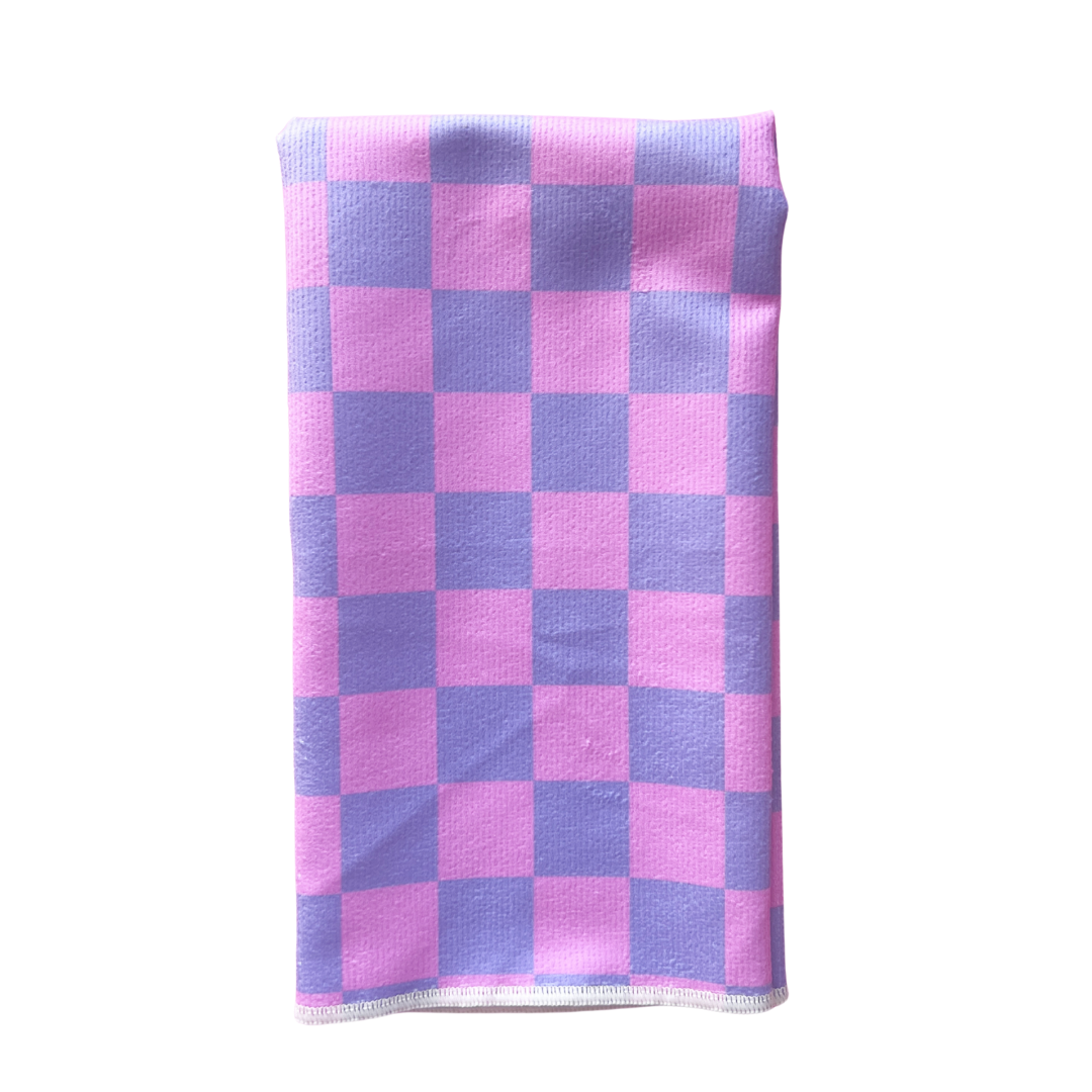 Bright Check Printed Towel | Purple + Pink - Aspen Lane