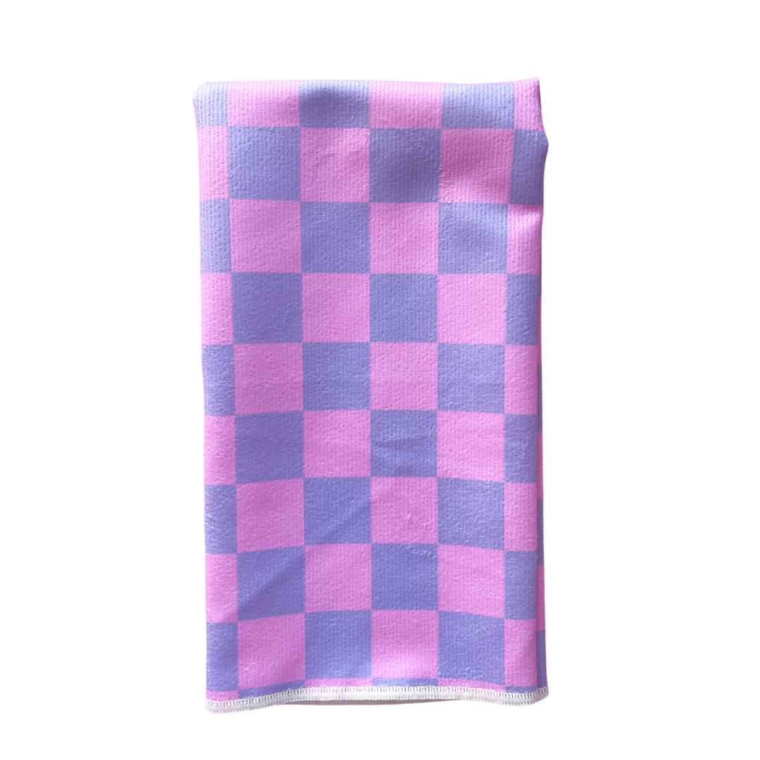 Bright Check Printed Towel | Purple + Pink