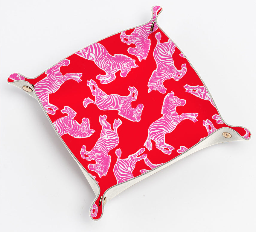 Snap Trinket Tray | Pink & Red Zebra - Aspen Lane