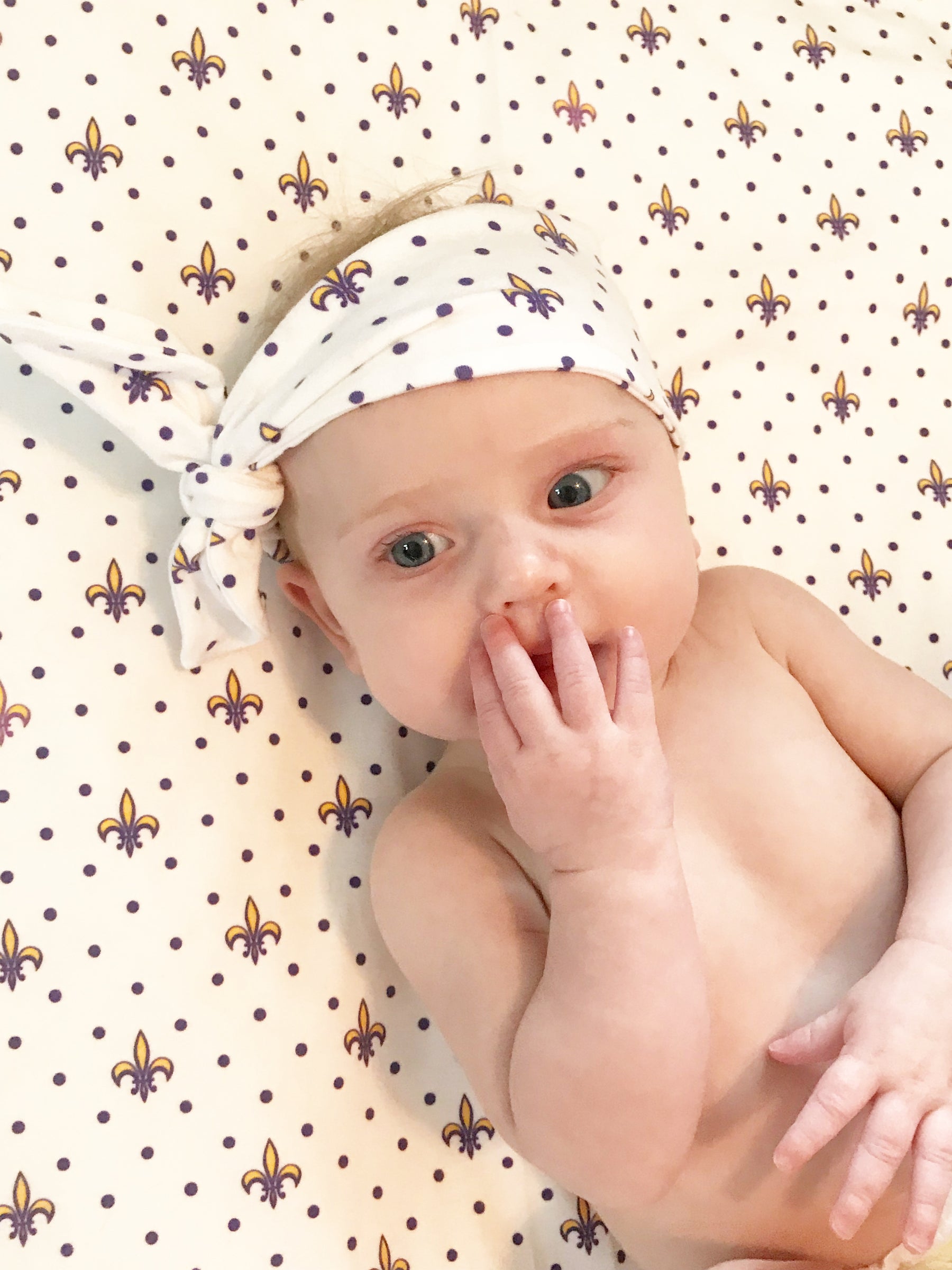 Fleur de Lis Blanket, Hat, or Headband : Purple & Gold - Aspen Lane