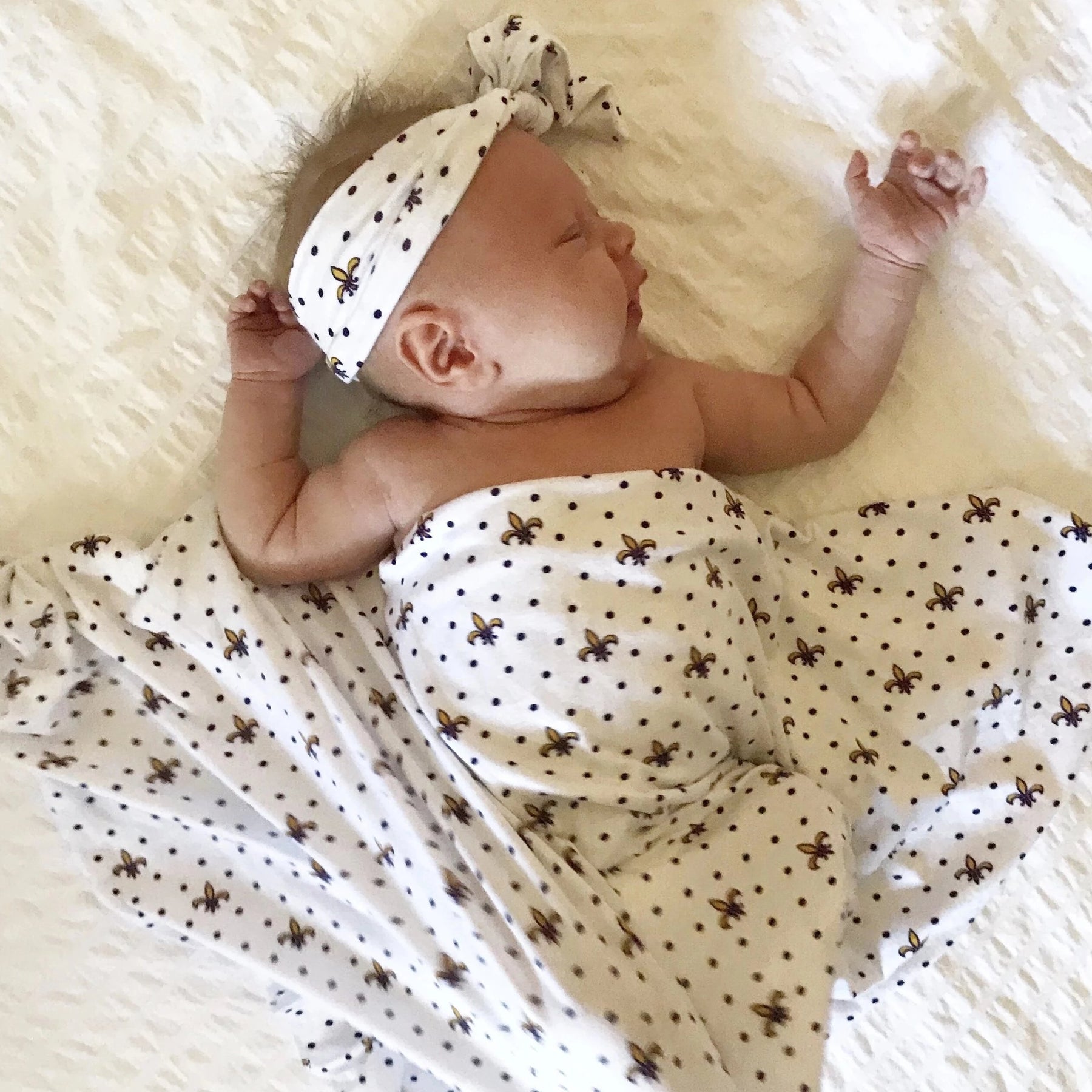 Fleur de Lis Blanket, Hat, or Headband : Purple & Gold - Aspen Lane
