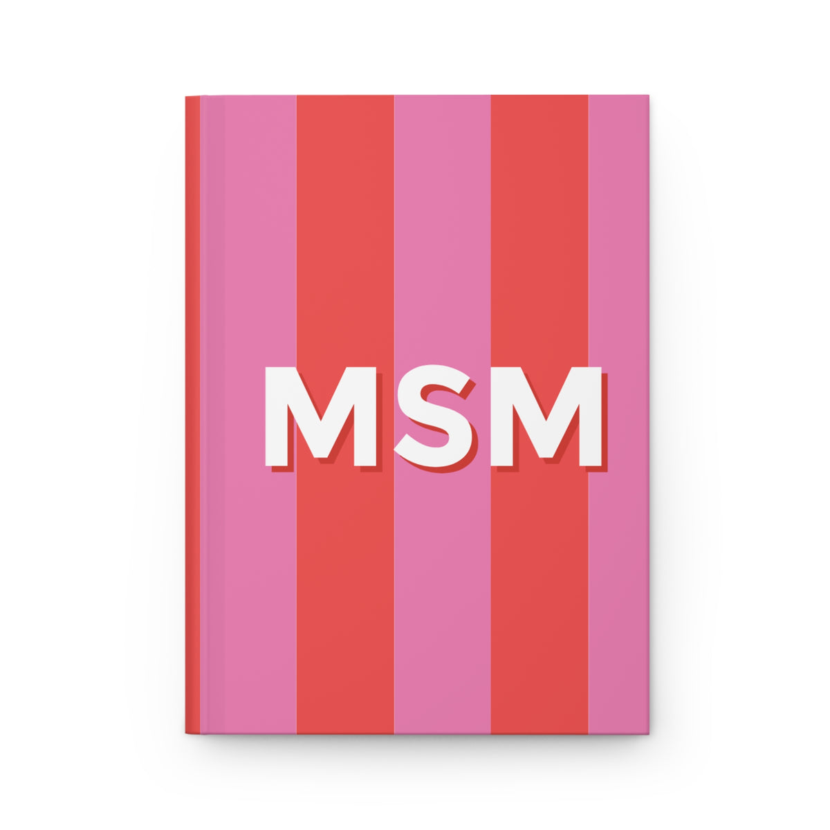 Stripe Monogram Custom Journal Notebook for teacher gift, Mother's Day, Bridemaid party gifts | Pink + Red