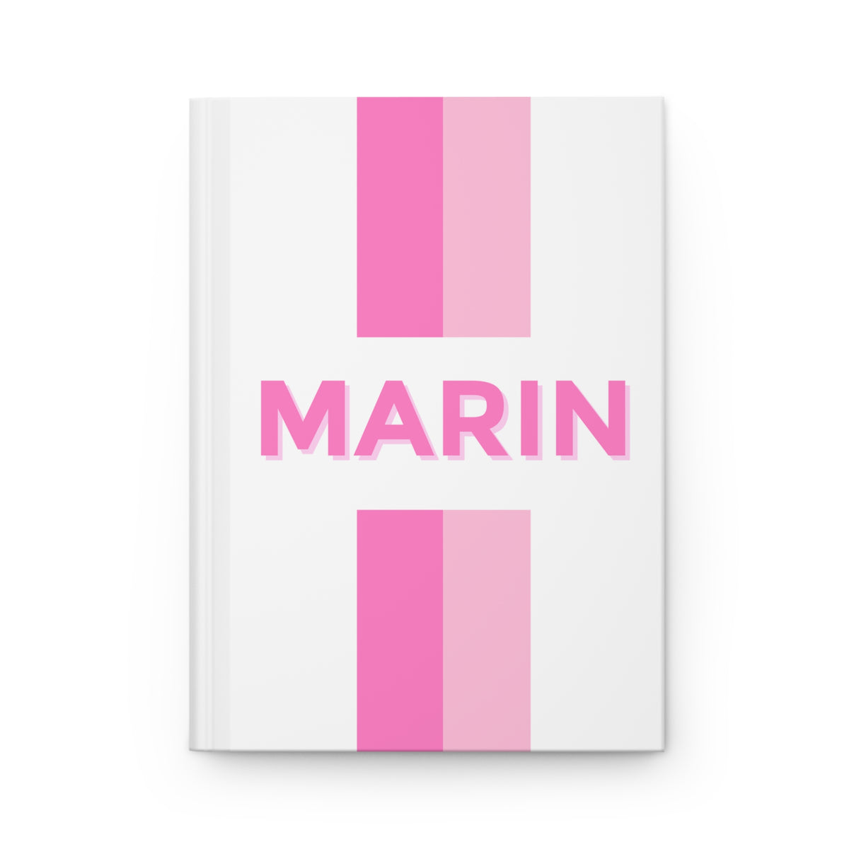 Personalized Journal Notebook | White w/ Pink Blush Stripe