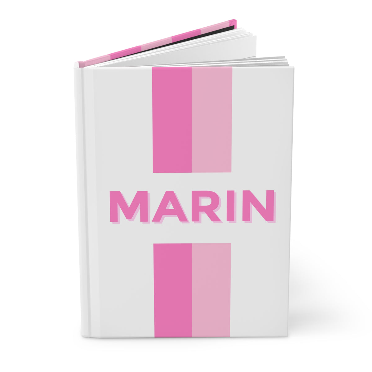 Personalized Journal Notebook | White w/ Pink Blush Stripe