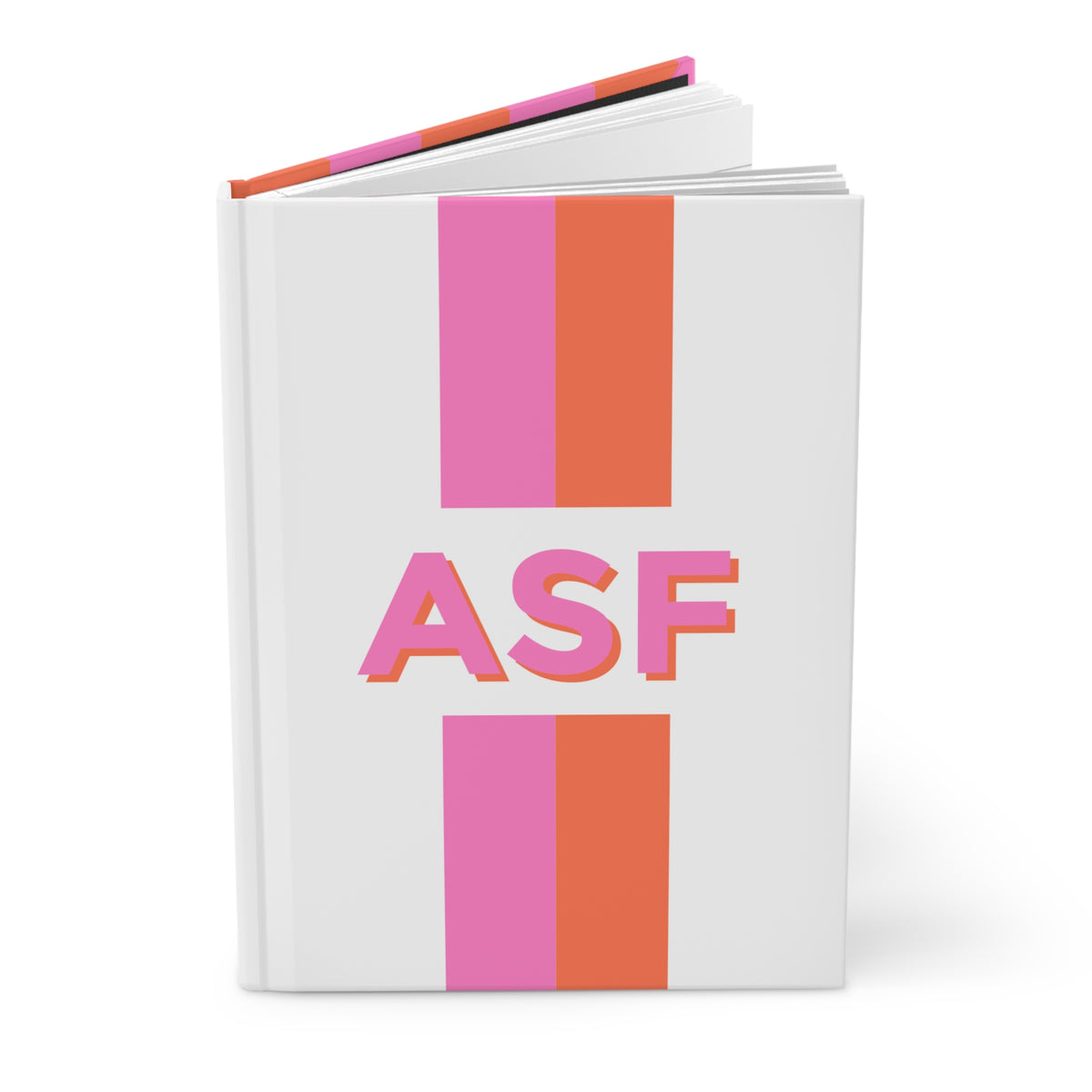 Monogram Stripe Personalized Journal | White w/ Pink + Orange Stripe