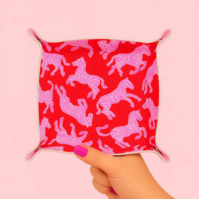 Snap Trinket Gift Tray | Pink & Red Zebra - Aspen Lane 