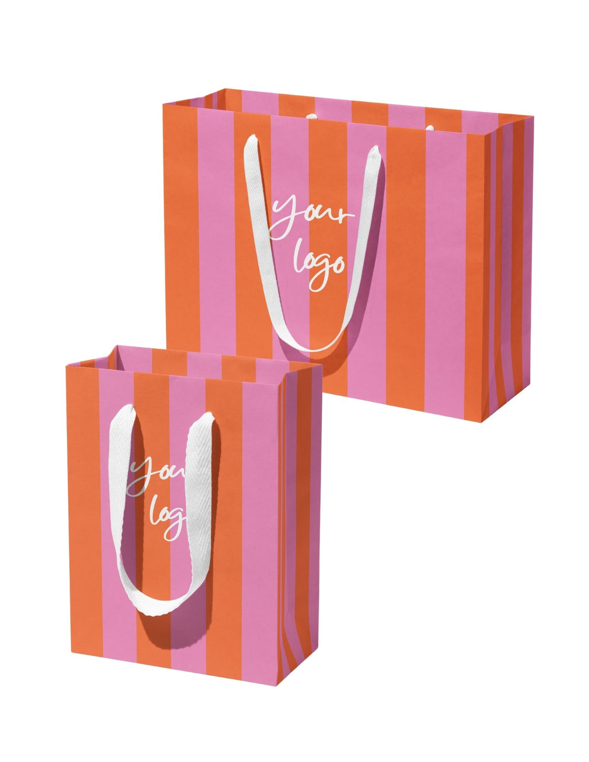 Pink & Orange Stripe Custom Logo Bag | w/ your logo | FREE FREIGHT