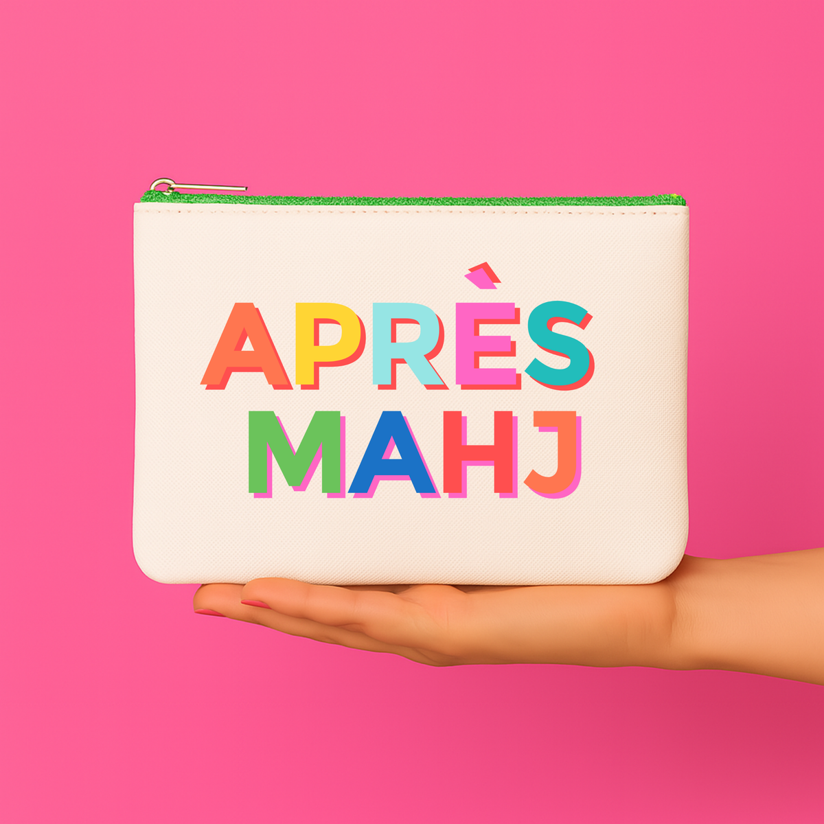 Apres Mahj Mahjong Leatherette Stripe Pouch