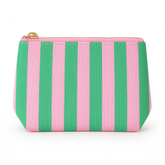 Pink & Green Stripe | Leatherette Pouch - Aspen Lane 