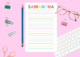 Colorful Personalized Notepad (lined) - Aspen Lane 