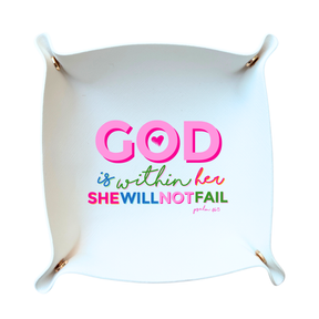 God is Within Her Snap Trinket Tray & Jewelry Dish | Christian Faith gift