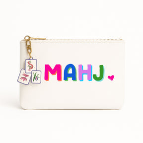 Mahj canvas flat zip bag w/ tile zipper