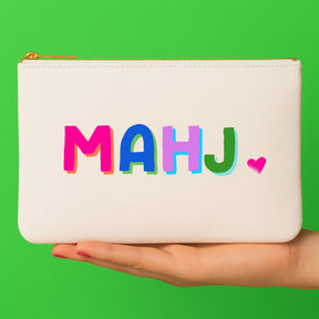 Mahj canvas flat zip bag w/ tile zipper
