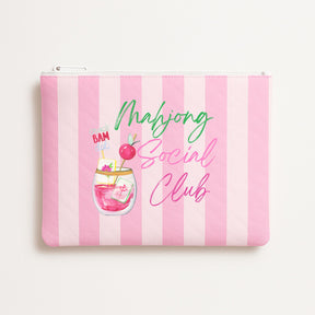 Mahj Social Club Pink & White Stripe Pouch (PRE-ORDER 10/15 SHIP)