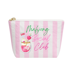 Mahj Social Club Pink & White Stripe Pouch