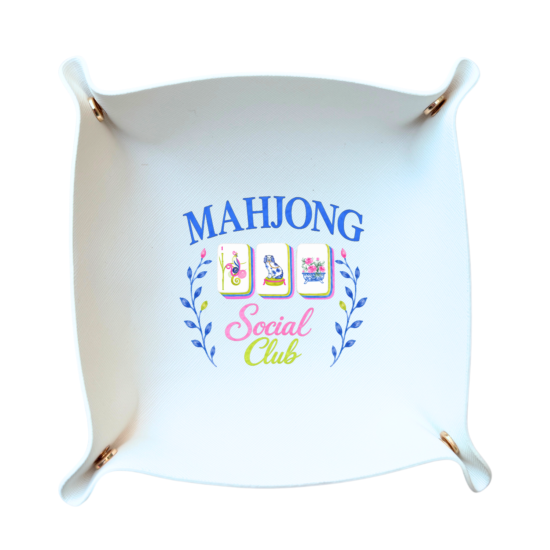 Mahjong Social Club leather trinket tray snap tray