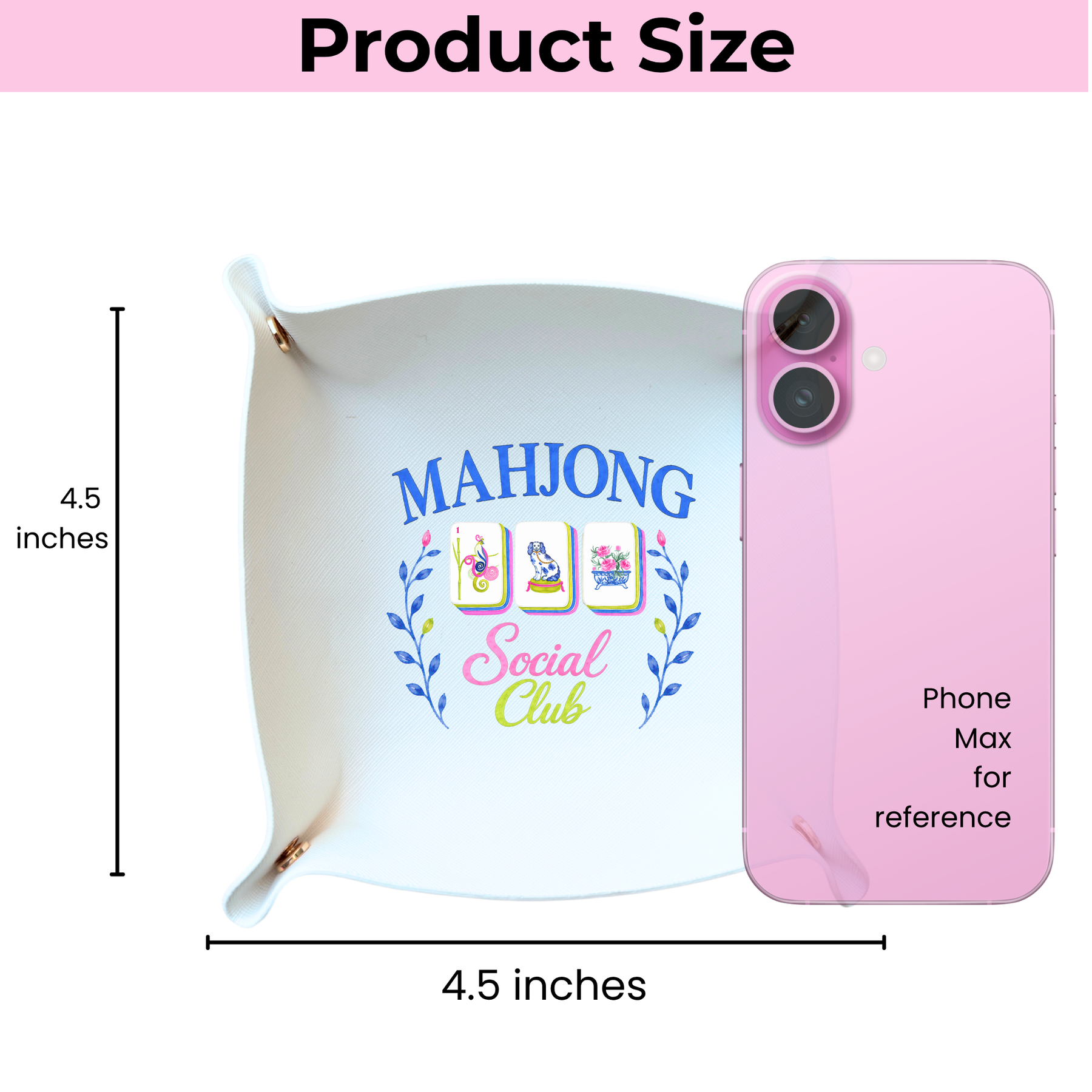 Mahjong Social Club leather trinket tray snap tray