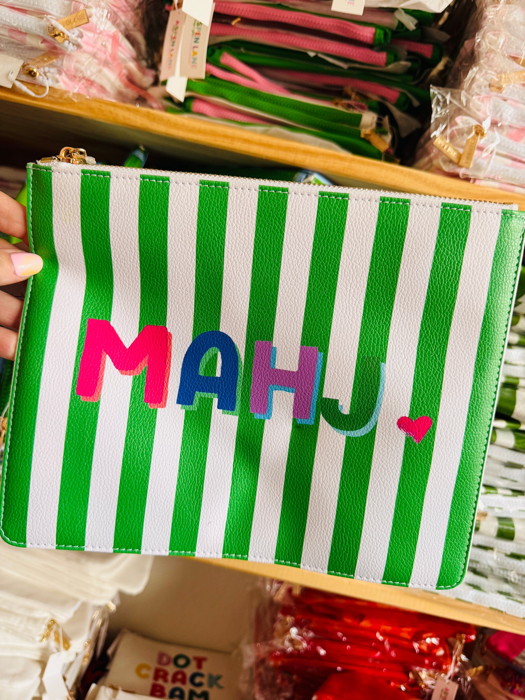 Mahj Leather 8"x10" Stripe Tile & Accessory Mahjong Bag