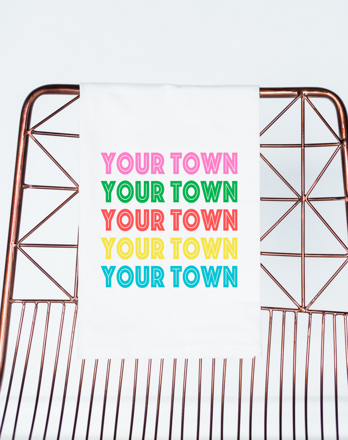 Bright Retro (Your City or State) Custom Towel | Bulk Wholesale Name Drop