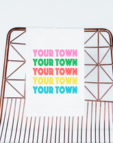 Bright Retro (Your City or State) Custom Towel | Bulk Wholesale Name Drop
