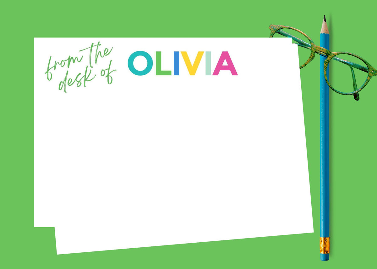 Personalized From the Desk of Colorful Notecards | Set of 10