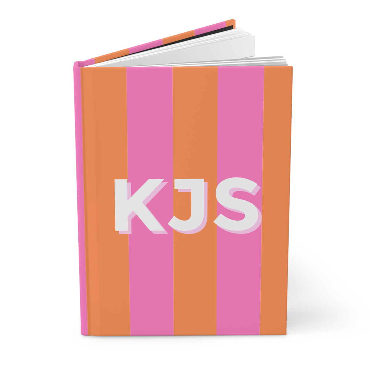Personalized Journal Notebook | Orange Pink Full Stripe