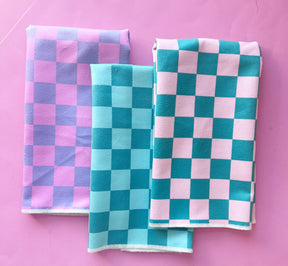 Bright Check Printed Towel | Pink & Green