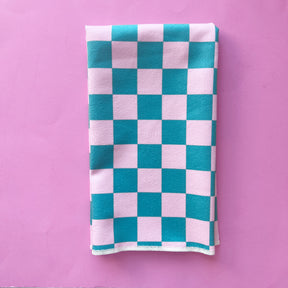 Bright Check Printed Towel | Pink & Green