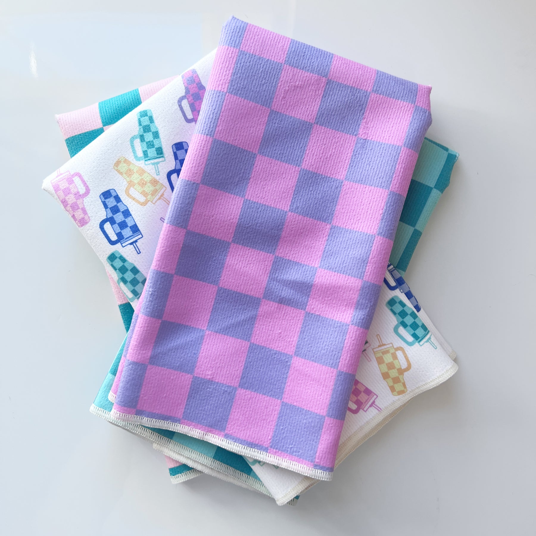 Bright Check Printed Towel | Purple + Pink