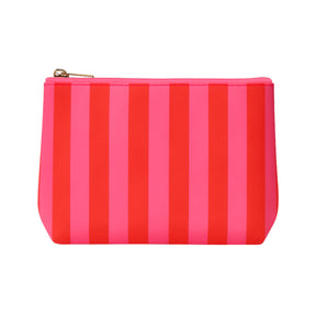 Pink & Red Stripe | Leatherette Pouch - Aspen Lane 