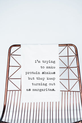 Protein Shakes & Margaritas Funny Gift Towel