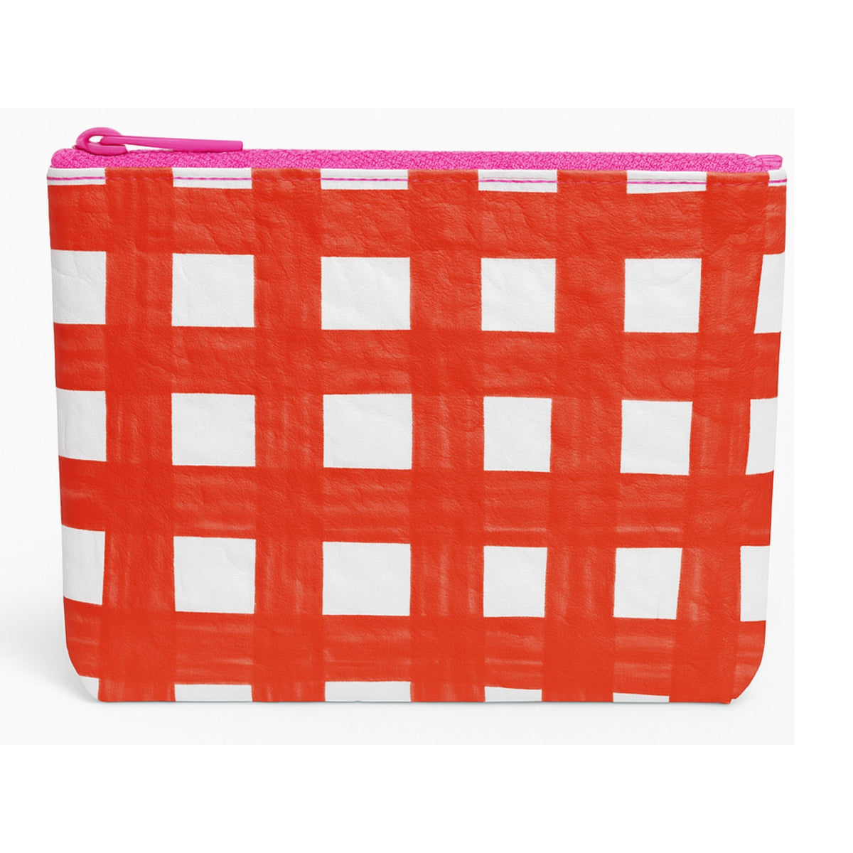 (Preorder) Red Plaid Tyvek Flat Zip Pouch Pouch | Case of 20 | Bulk Wholesale 9/30 SHIP DATE