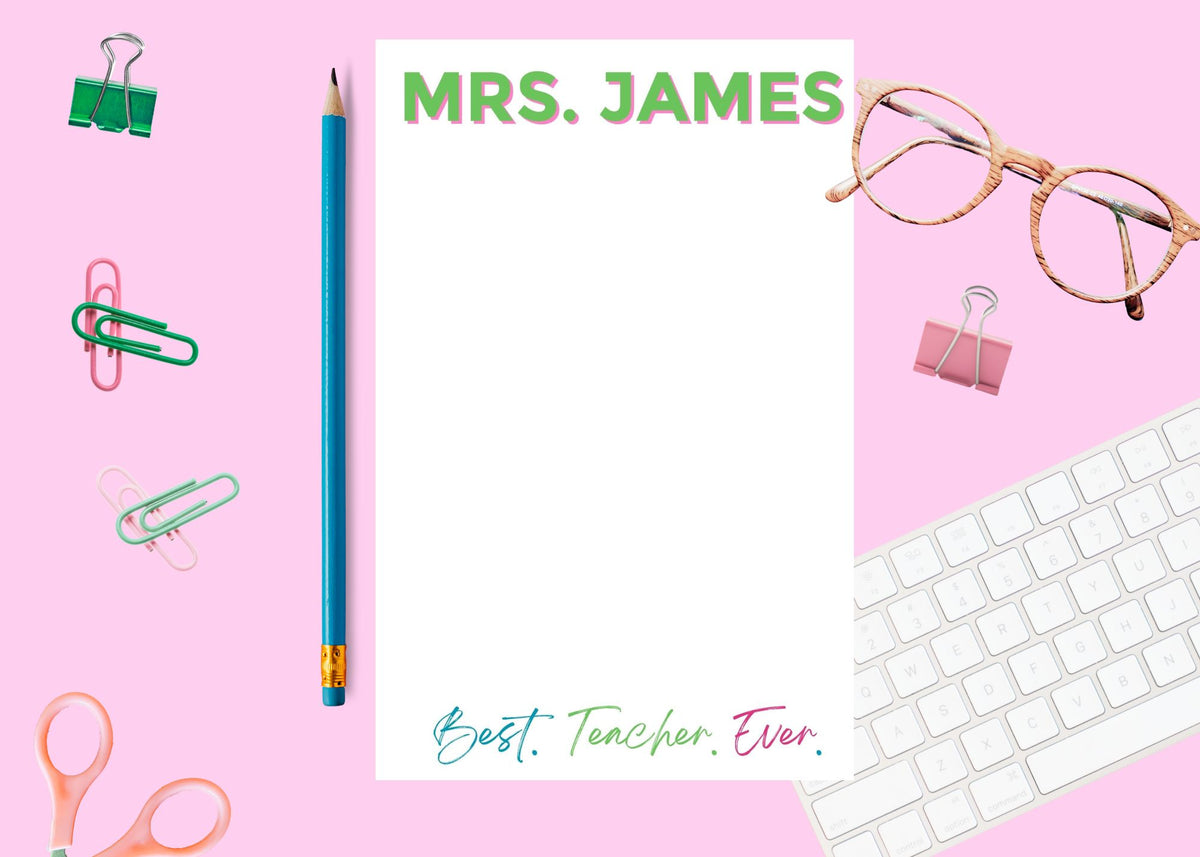 Personalized Teacher Notepad | Shadow Block