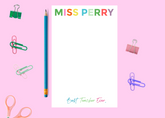 Personalized Teacher Colorful Notepad - Aspen Lane 