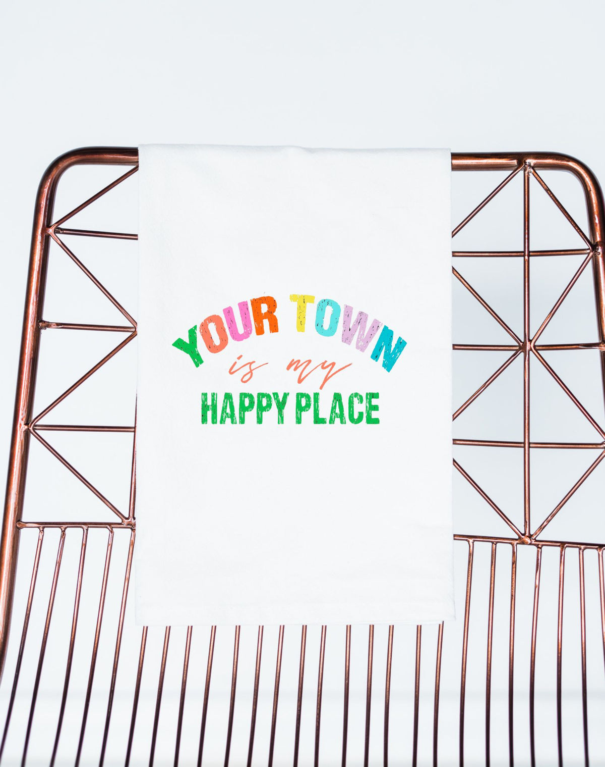Happy Place Bright (Your City or State) Custom Towel | Bulk Wholesale Name Drop