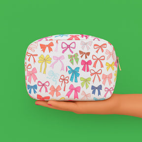 Bow Colorful Coquette | Leatherette Cosmetic Bag