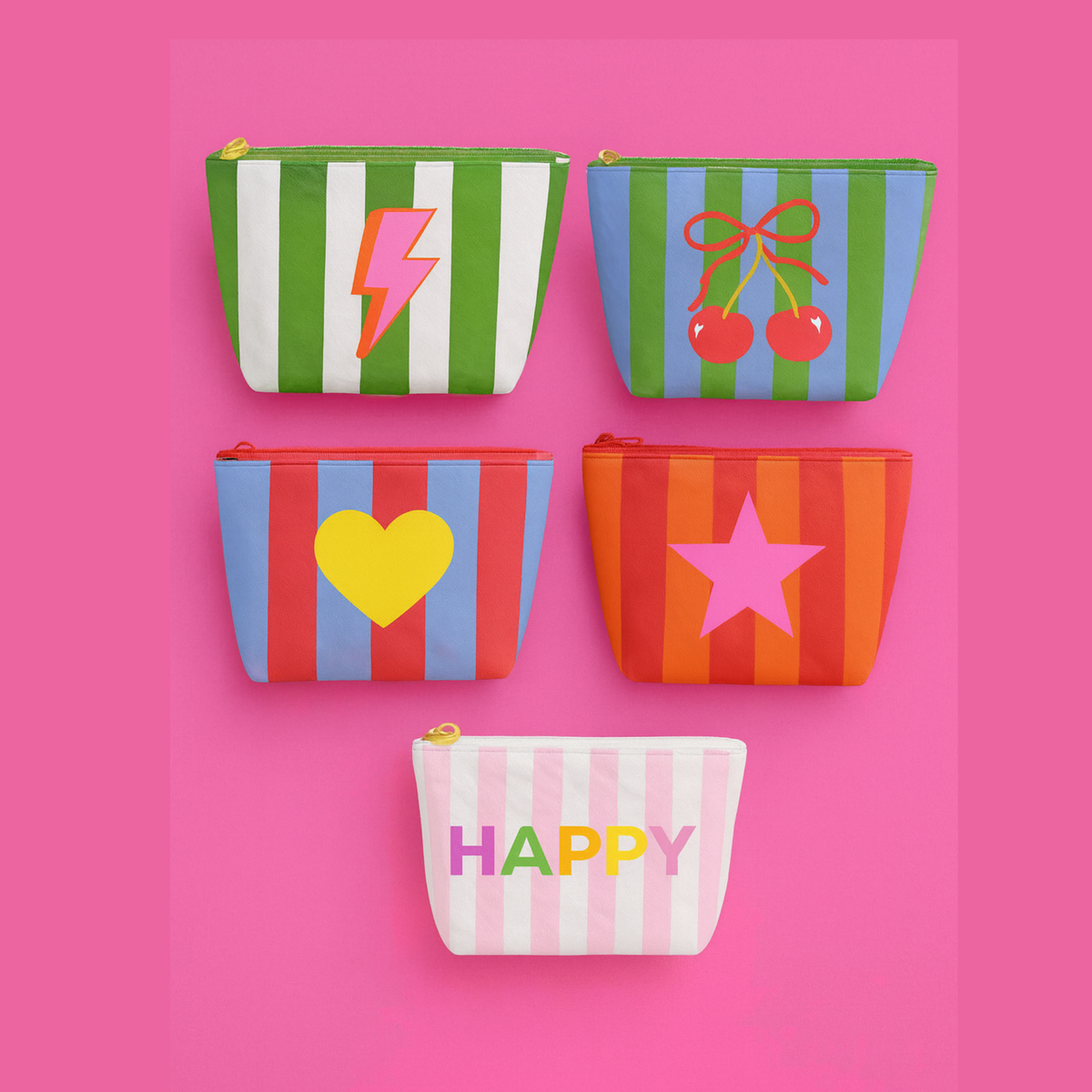 Stripe Pop Tyvek Makeup Travel Pouch