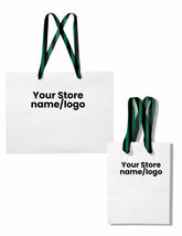 Stripe Ribbon White Custom Logo Bag | Green & Black | FREE FREIGHT