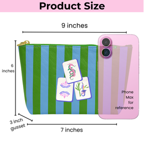 Mahjong Tile preppy tile bag | green & blue stripe