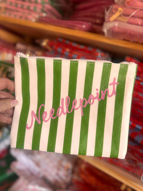 Needlepoint Green Stripe | Medium Project Bag - Aspen Lane 